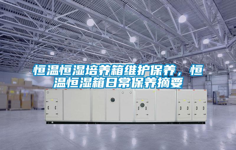 恒溫恒濕培養箱維護保養，恒溫恒濕箱日常保養摘要